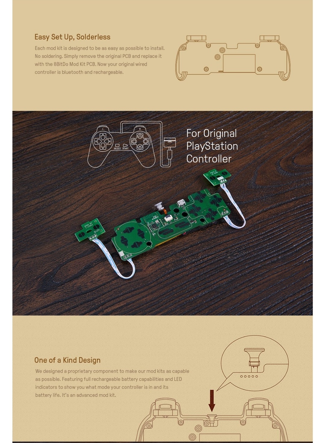 8Bitdo-Diy-Mod Kit-Playstation-Belchine-