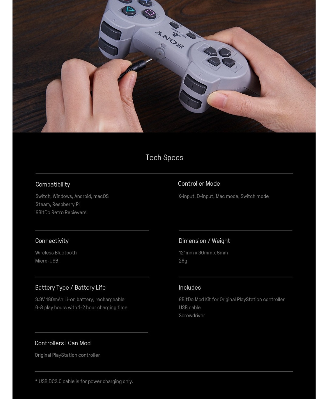 8Bitdo-Diy-Mod Kit-Playstation-Belchine-5